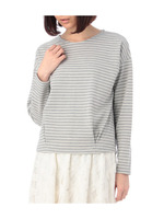 レースアップボーダープルオーバー/オフホワイト(303)