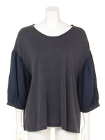 【Omekashi】袖ギャザー無地プルオーバー/オフホワイト