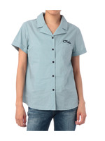 コットン刺しゅうボーリングシャツ/ブルー系(091)