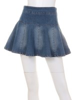 デニム切替ミニスカート ブルー S/ブルー