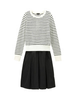 ニット+チェック切り替えワンピース/ブラック(519)