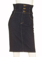 ハイウエストデニムタイトスカート/ダスティ