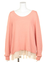 バックリボンニットトップス×ペプラムタンクトップ/オレンジ