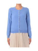 ライン使いクルーネックニットカーディガン/ベージュ系(051)