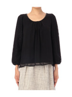 袖レースシフォンブラウス/ブラック(019)