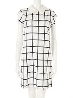 【CEDNIE】襟付き格子柄ワンピース/ブラック