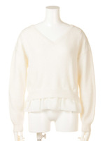 シフォンドッキングKnit TOP/WHT