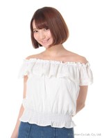 シャーリングブラウス/ホワイト