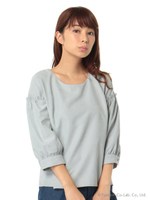 ボリューム袖ブラウス/L／グレー