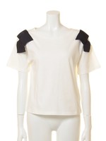 肩リボン半袖プルオーバー/オフホワイト