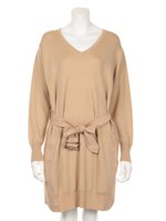 布帛コンビVネックワンピース/BEG