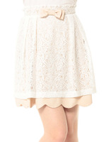 麻調&レース、リバーシブルSK/ネイビー