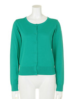 UVニット丸首カーディガン/グリーン