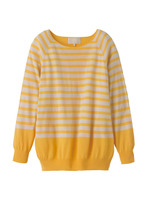 [L]ホールガーメントボーダーニット/イエロー系(333)