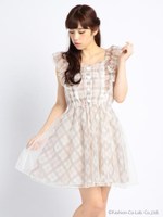 【LIZ LISA】チェックメッシュワンピース/ピンク