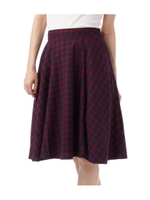 チェック柄ミディ丈フレアスカート/レッド系(264)