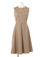 トラッドストライプOP/キャメル×ブラック