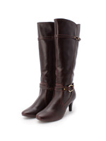 バックル付き2WAYロングブーツ/ダークブラウン(043)