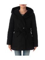 ビッグフードつきベルテッドコート/ブラック(019)