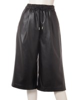 フェイクレザーガウチョPN/ブラック