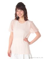 ・オーガンジー袖レースプルオーバー/Sax