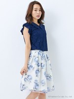 【23日23時59分まで!!】L55花柄オーガンジー/SK/ブルー/ハナ