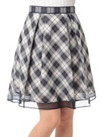 シアーチェックスカート/ネイビー