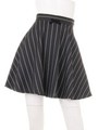 ストライプフレアスカート/ブラック