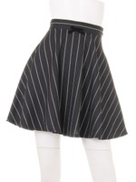 ストライプフレアスカート/ブラック