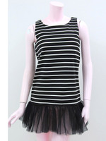 ボーダーチュールワンピース/BK