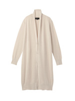 リネンコットンロング丈ニットカーディガン/ベージュ(052)