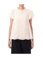 レース×フリル使いシフォンブラウス/ピンク系(071)