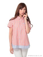 異素材MIXシャツ/レッド