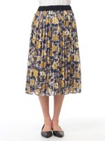 ★ローズプリントプリーツスカート/ネイビー