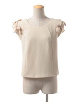 キリカエリボンショルダートップス/オフホワイト