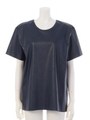 シンセティックレザーフォルムチュニックTシャツ/ネイビー