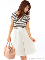 ツイルタックフレアースカート/オフホワイト