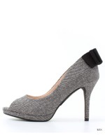 バックリボンピープトゥパンプス/GRAY