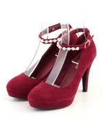 パール付ネックベルトパンプス/ワイン