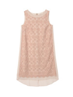 フラワーレース×シフォンノースリワンピース/ピンク系(072)