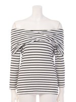 ボーダーボリューム衿 PO/柄ネイビー