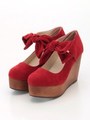 リボンウッドパンプス/レッド