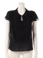 レース×シフォンフリルブラウス/オフホワイト