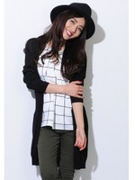 レーヨンロングニットカーデ/BROWN