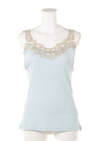 肩レースリブタンク/グレー