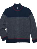 MERINO LAMBSWOOL ジップアップニット/ワインレッド(363)