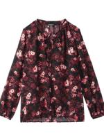 [L]ボヘミアンフラワープリントブラウス/レッド(162)