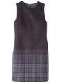 [L]裾チェック使いコクーンワンピース/ブラック(019)