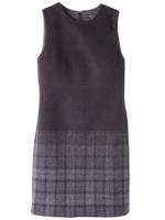 [L]裾チェック使いコクーンワンピース/ブラック(019)