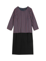 [S]レジメンタルストライプワンピース/ネイビー系(393)